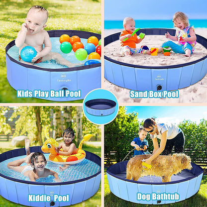 Dog PVC non-slip Foldable paddling pool suitable for all kinds of pets 80x30cm, Blue Can also be used as kids paddling pool, sandpit, ball-pit etc