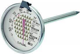 Taylor Meat Oven Thermometer Probe, Temperature Gauge with Probe with Meat Chart, Stainless Steel