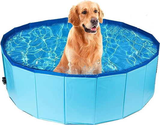 Dog PVC non-slip Foldable paddling pool suitable for all kinds of pets 80x30cm, Blue Can also be used as kids paddling pool, sandpit, ball-pit etc