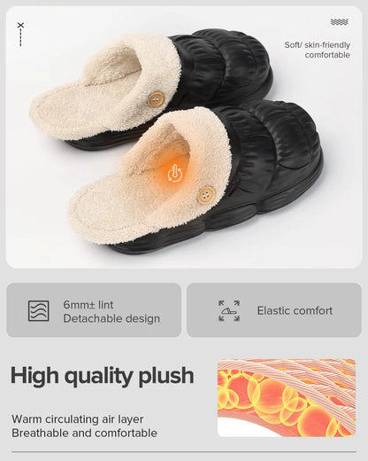 SIIIX Cloud Sliders Thick Sole Winter Faux Fur Fleece Women Men Slippers Washable Anti-Slip and Waterproof House Sliders Cozy Comfort Outdoor Garden Clogs UK Size 6